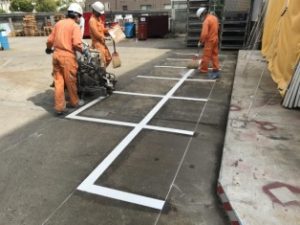 【工事レポート】屋外ライン引き工事を実施しました！